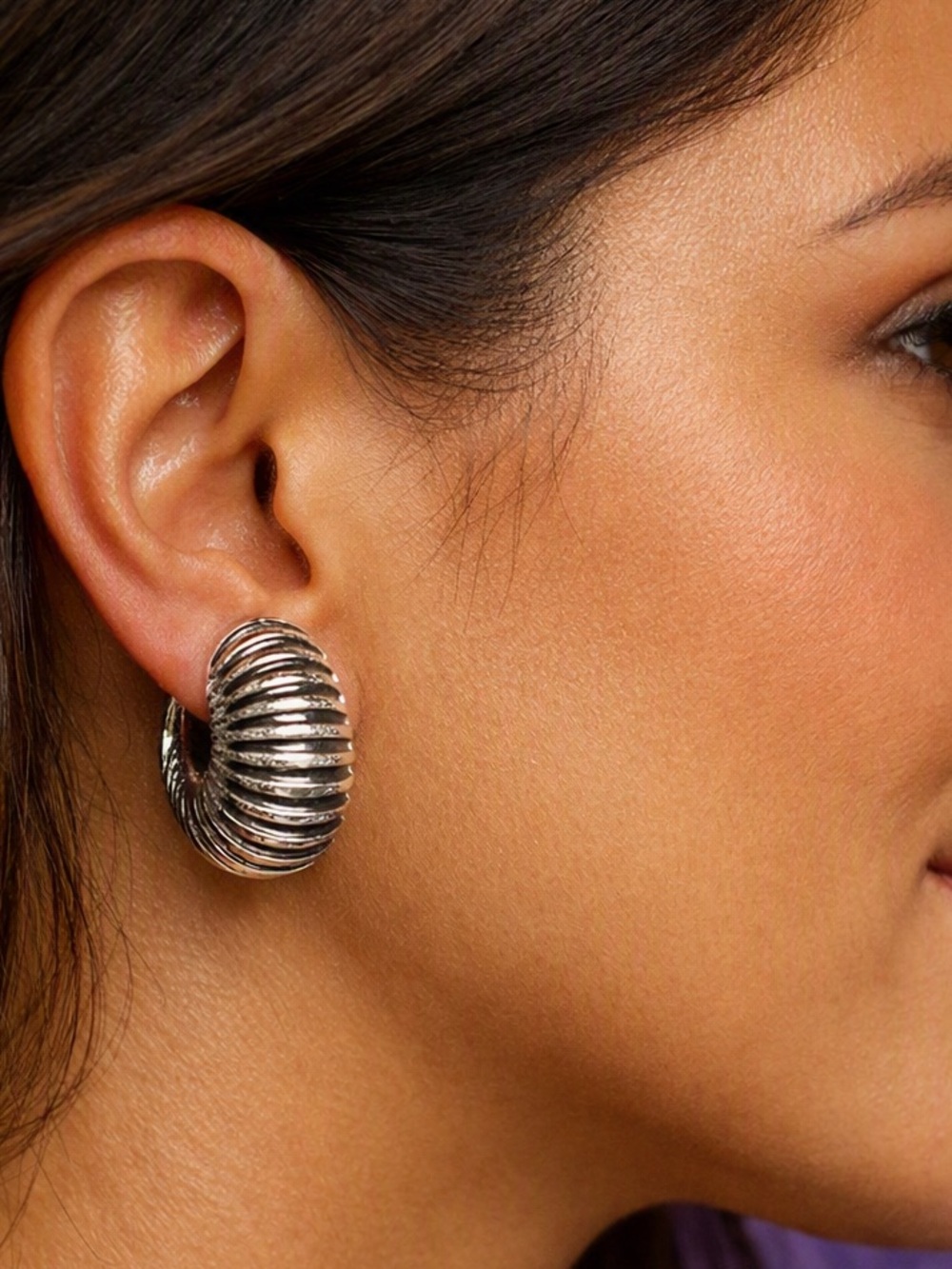 Unique and stylish, silver tone, Monet, clip-on earrings